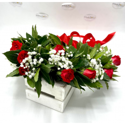 Coroncina con Rose mini e gipsofile